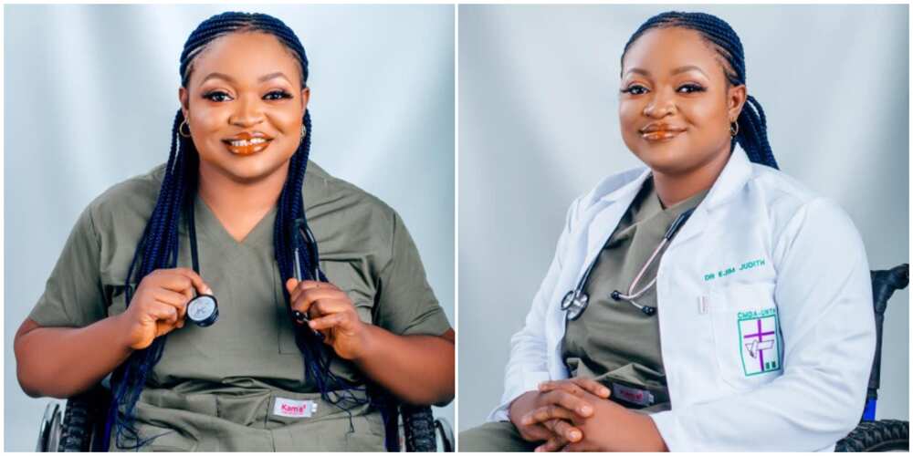 Social media reacts as lady with disability celebrates finishing medical school