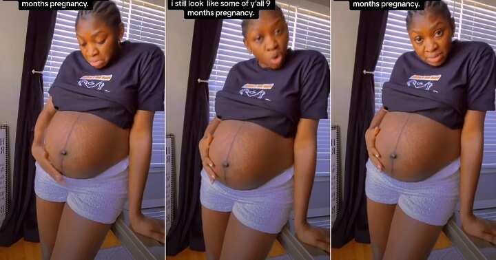 Woman who gave birth a week ago displays big tummy