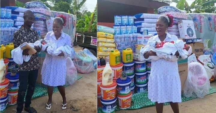 Blind mum of triplets receives gifts