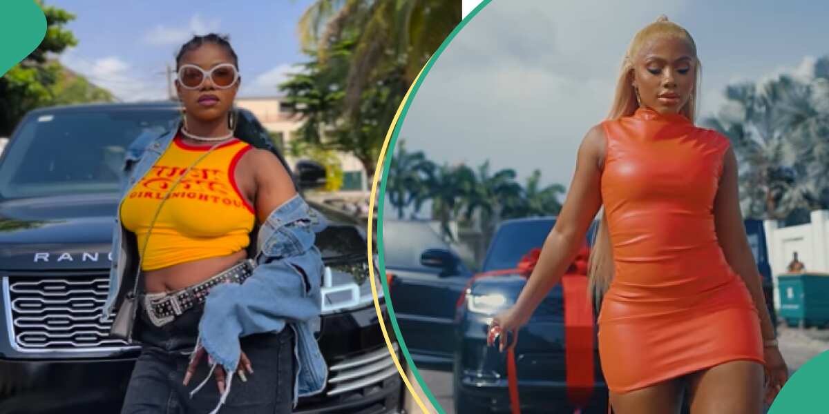 You will be shocked at how Tacha copied Mercy Eke to flaunt her own Range Rover (videos)