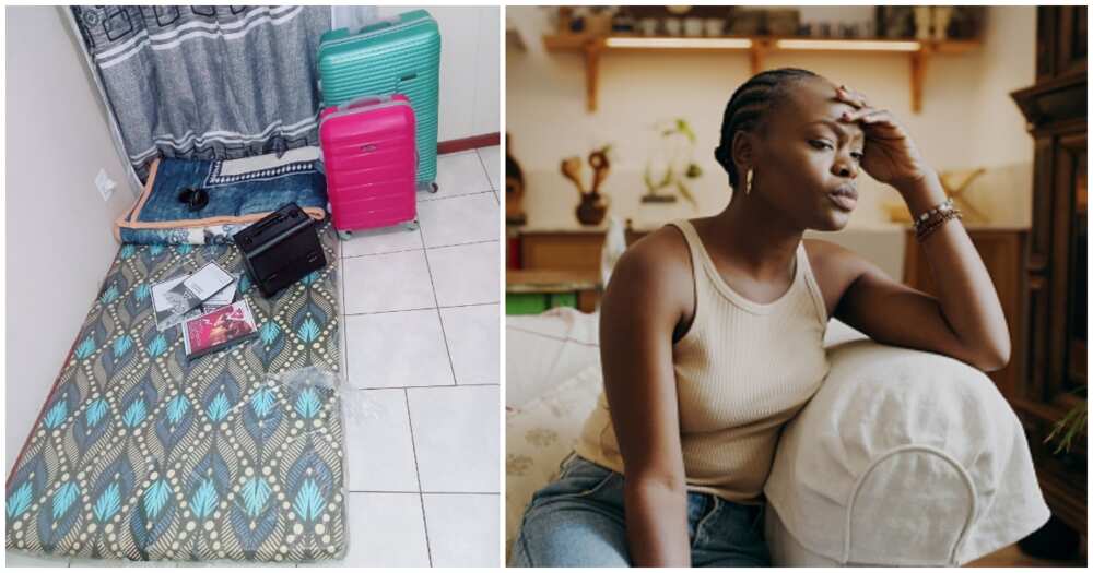 Lady moves into one-room with no property Lady moves into one-room with no property