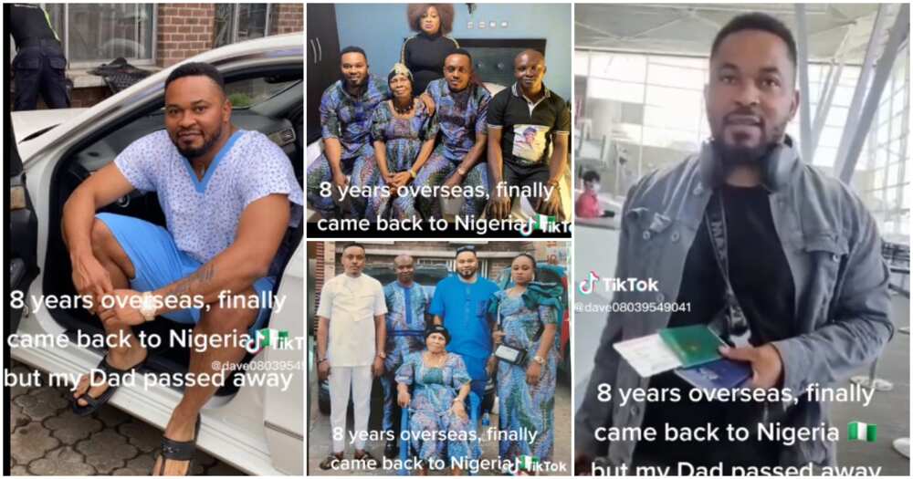 Overseas, eight years,man returns to Nigeria, dad is no more