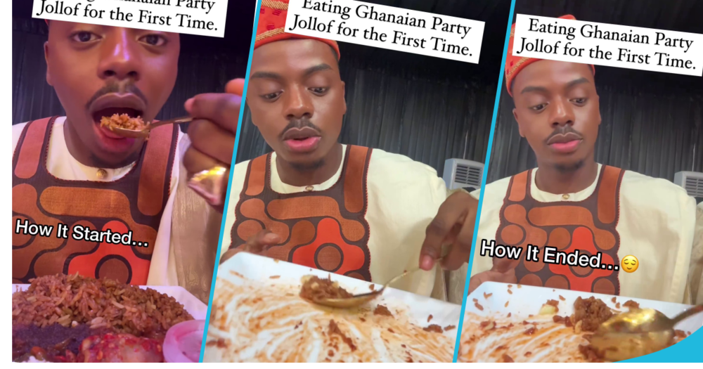 Nigerian influencer Enioluwa ate Ghanaian jollof rice at Moses Bliss and Marie Wiseborn's wedding
