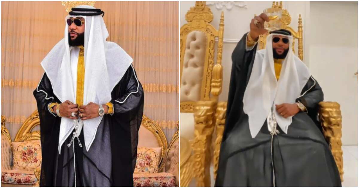 إيميجا: إي-بيل يحتفل بأسلوب العيد ويظهر بملابس عربية غنية وساعة باهظة الثمن في قصره
