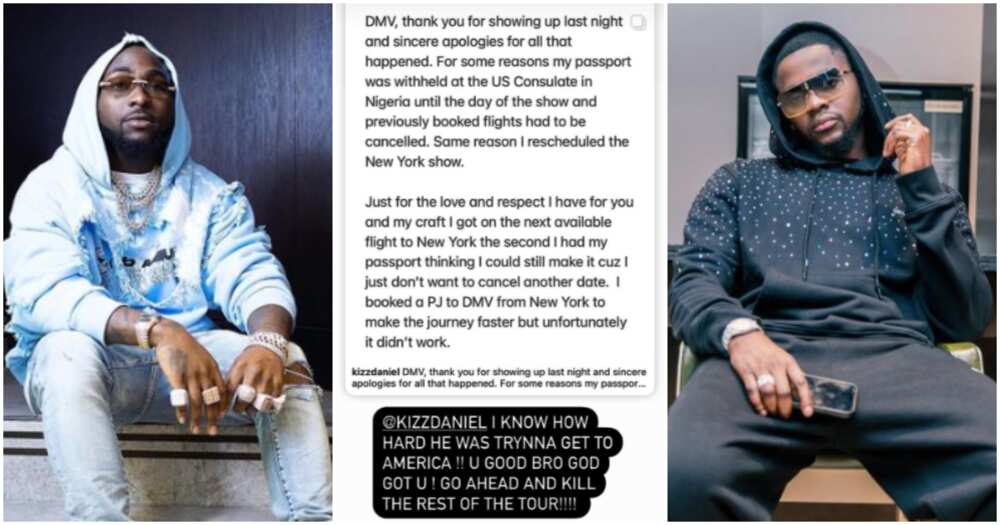 Davido defends Kizz Daniel after US show.