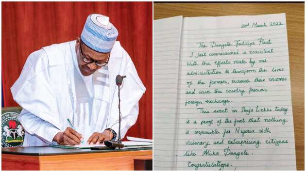 Reactions as President Buhari's superb handwriting surfaces online