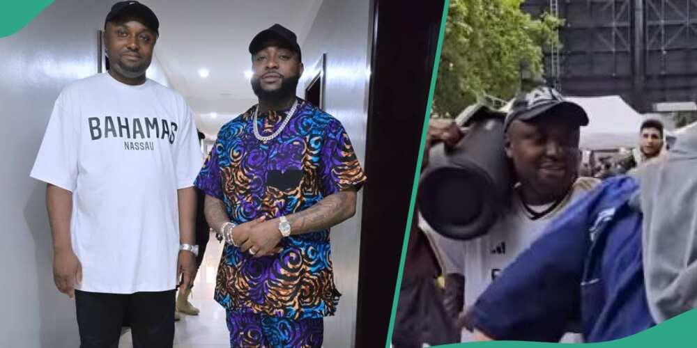 Isreal DMW dances with white men to Davido's music.
