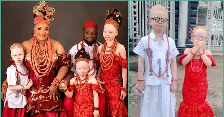 Check out photos of Nigerian couple with 3 albino kids