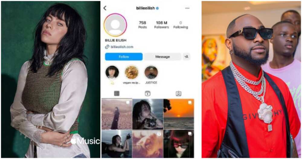 Photos of Davido and Billie Eilish