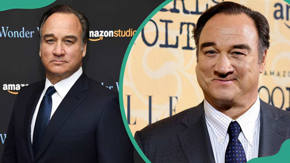 Jim Belushi at the Museum of Modern Art in New York City (L). Jim Belushi at Hearst Tower in New York City (R).
