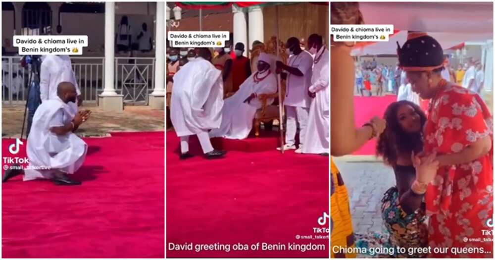 Photos of Davido and Chioma visiting the Oba of benin