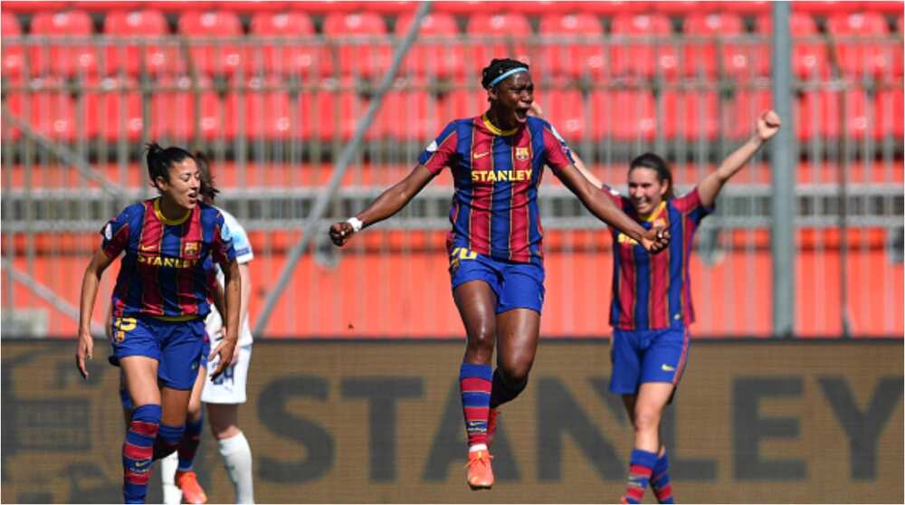 Sensational Nigerian Striker Scores as Barcelona Ladies Thrash Man City in UEFA Women’s Champions League