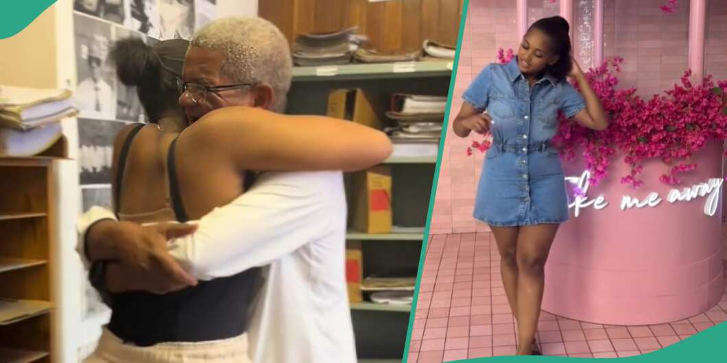 Emotional homecoming: Young lady embraces father in long-awaited reunion after four-year separation