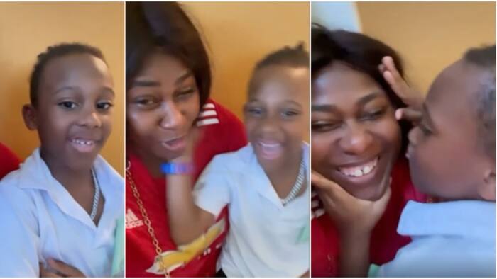 I love you 100bn more, can you beat that? Uche Jombo and son compete over how much they love each other