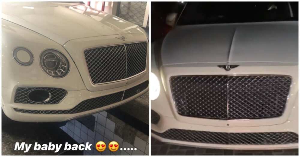 Davido's multimillionaire Bentley back home after getting repaired (photos)