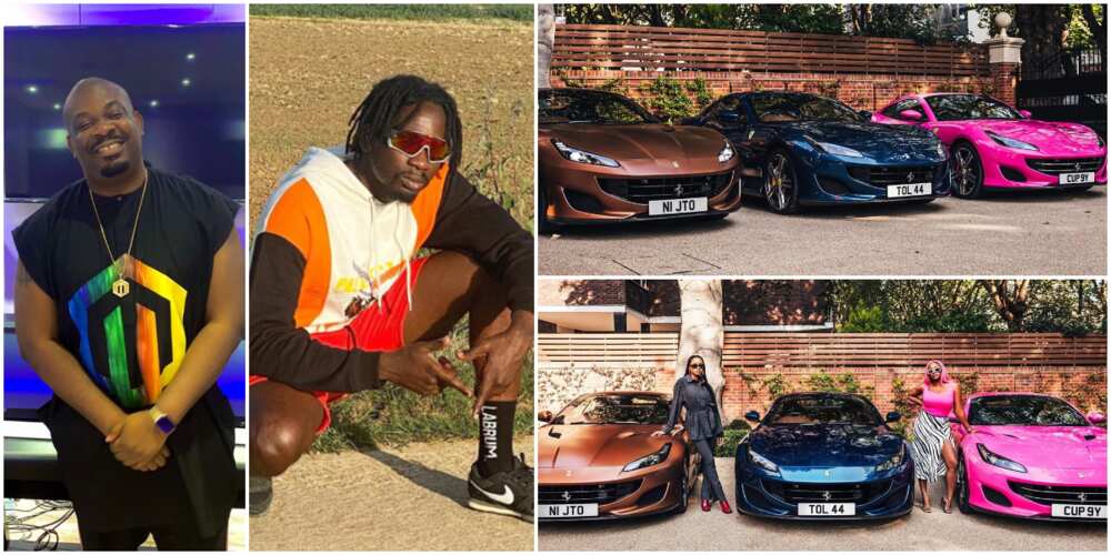 Mr Eazi, Don Jazzy and Peter Okoye react as Otedola buys Ferrari for his daughters