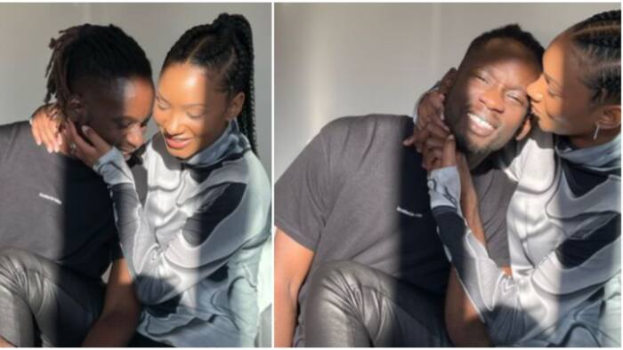 Temi Otedola shares new romantic video with Mr Eazi, they almost lock lips as he carries her on his laps