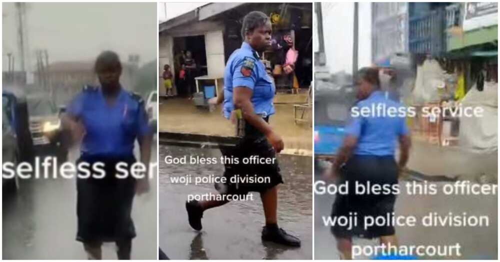 Female police woman, Port Harcourt, controlling traffic