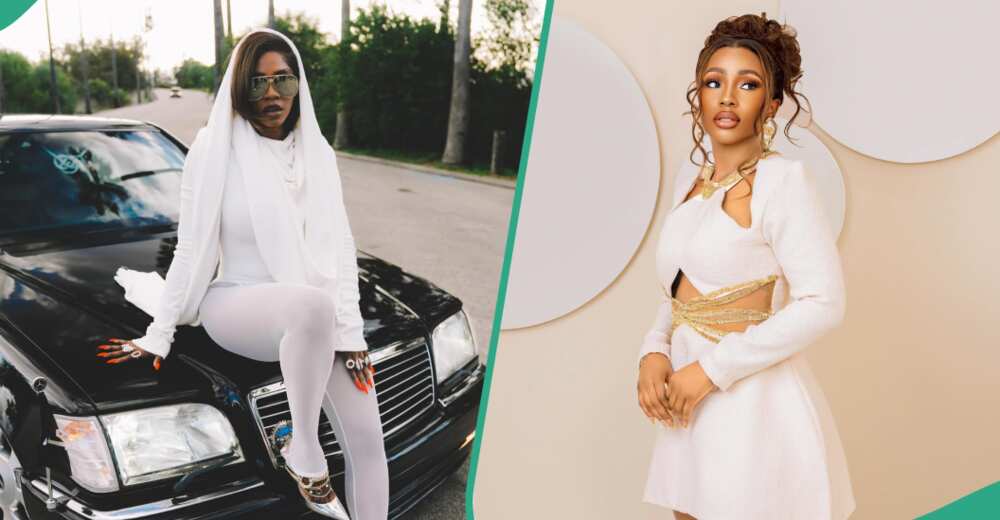 Tiwa Savage and Mercy Eke adorn white outfits