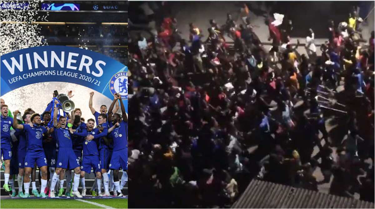 Ghana's Chelsea fans stun Nigerian supporters as thousands match into the streets celebrating Champions League UCL glory