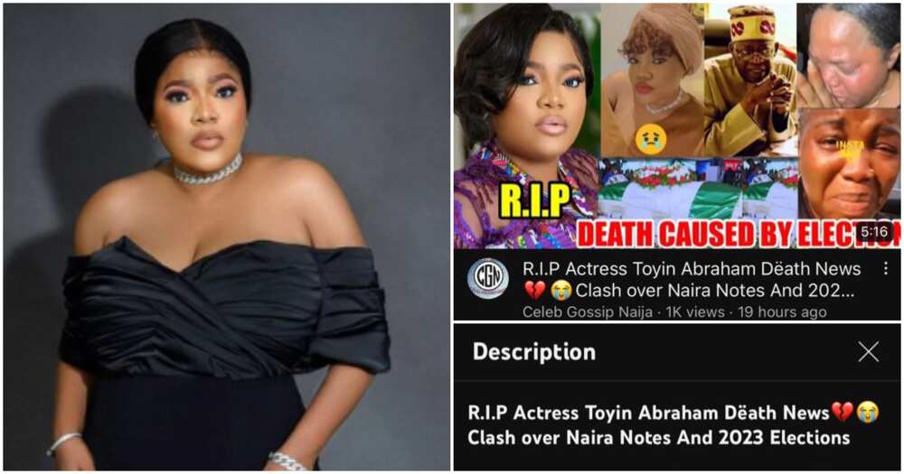 Toyin Abraham reacts to post claiming she's dead.