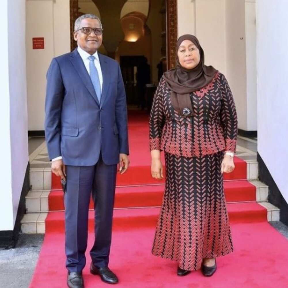Money meets power: Reactions as African richest man Dangote meets first female president in Tanzania