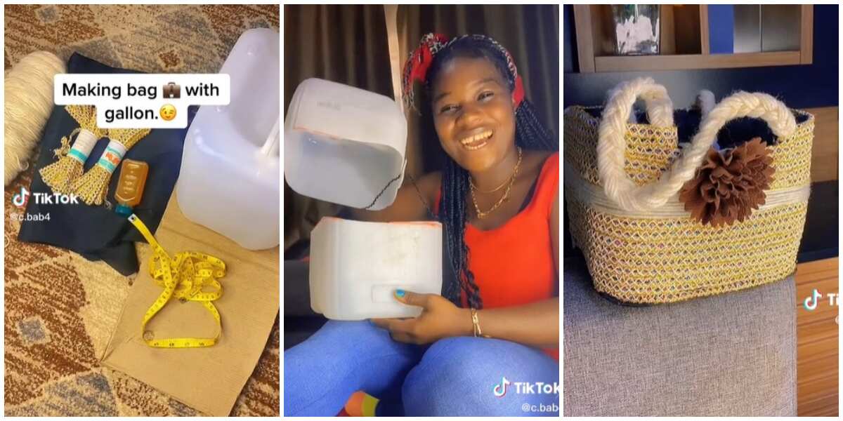 Check out how this lady created a fancy handbag out of a plastic gallon