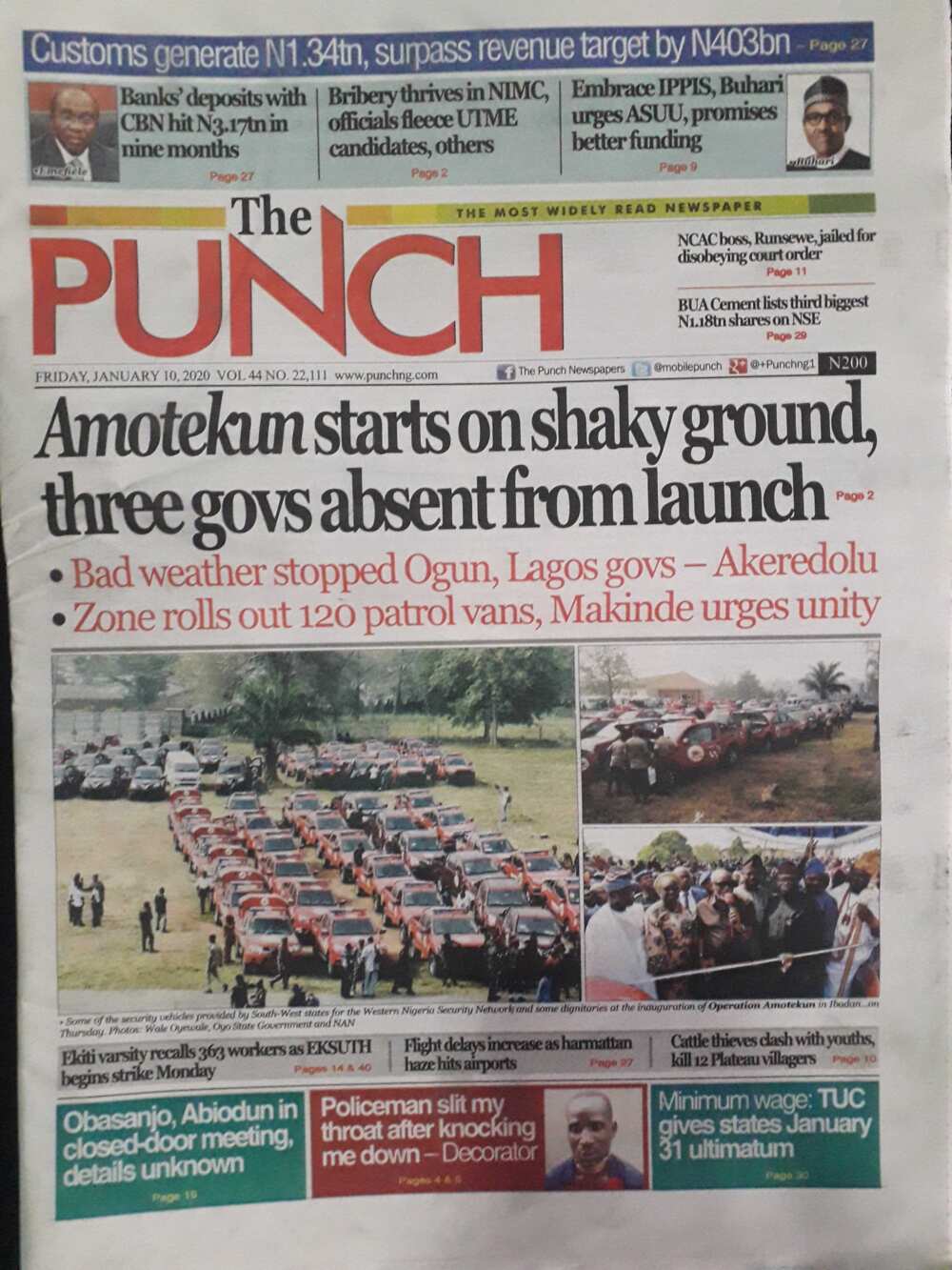 The Punch newspaper review of January 10