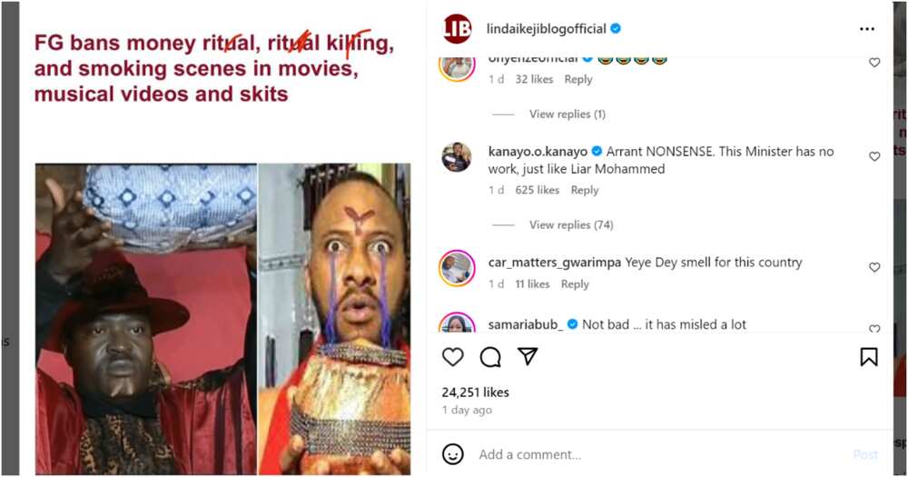 Kanayo O. Kanayo blows hot over report about FG banning rituals, other vices in movies