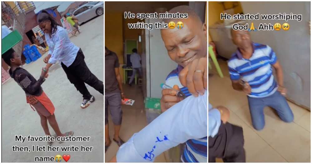 Nigerian dad, pure water seller, daughter of pure water seller, pure water seller knees to thank God Nigerian dad, pure water seller, daughter of pure water seller, pure water seller knees to thank God