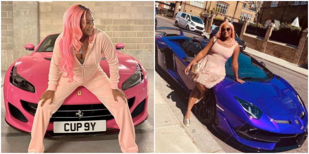 DJ Cuppy Asks Ferrari for Refund As She Poses Beside Sleek Blue Ride in New Photos