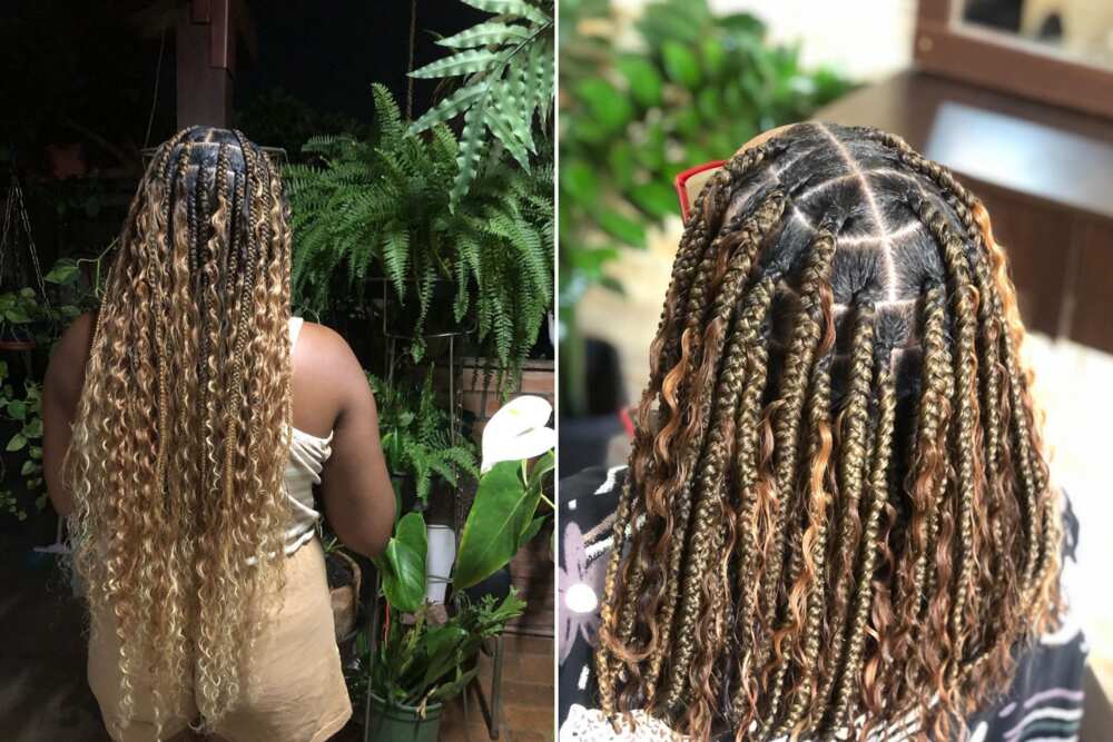 knotless box braids with curls