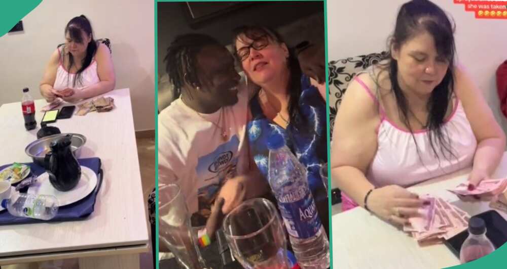 Mixed reactions trail video of white woman counting naira she got at her wedding