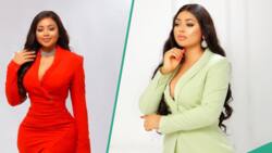Regina Daniels flaunts curves in sassy brown outfit, entices fans: "Effortlessly beautiful"