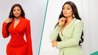 Regina Daniels flaunts curves in sassy brown outfit, entices fans: "Effortlessly beautiful"