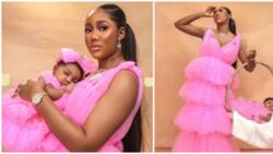 Maternity fashion: Beautiful mum matches pink tulle outfits with baby in new photos