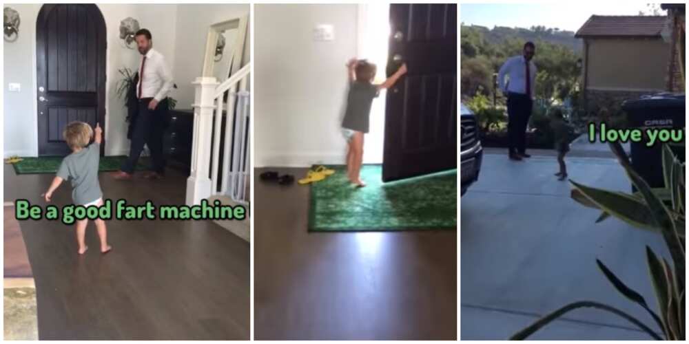 Video shows priceless moment little boy runs after dad going to work to profess love to him