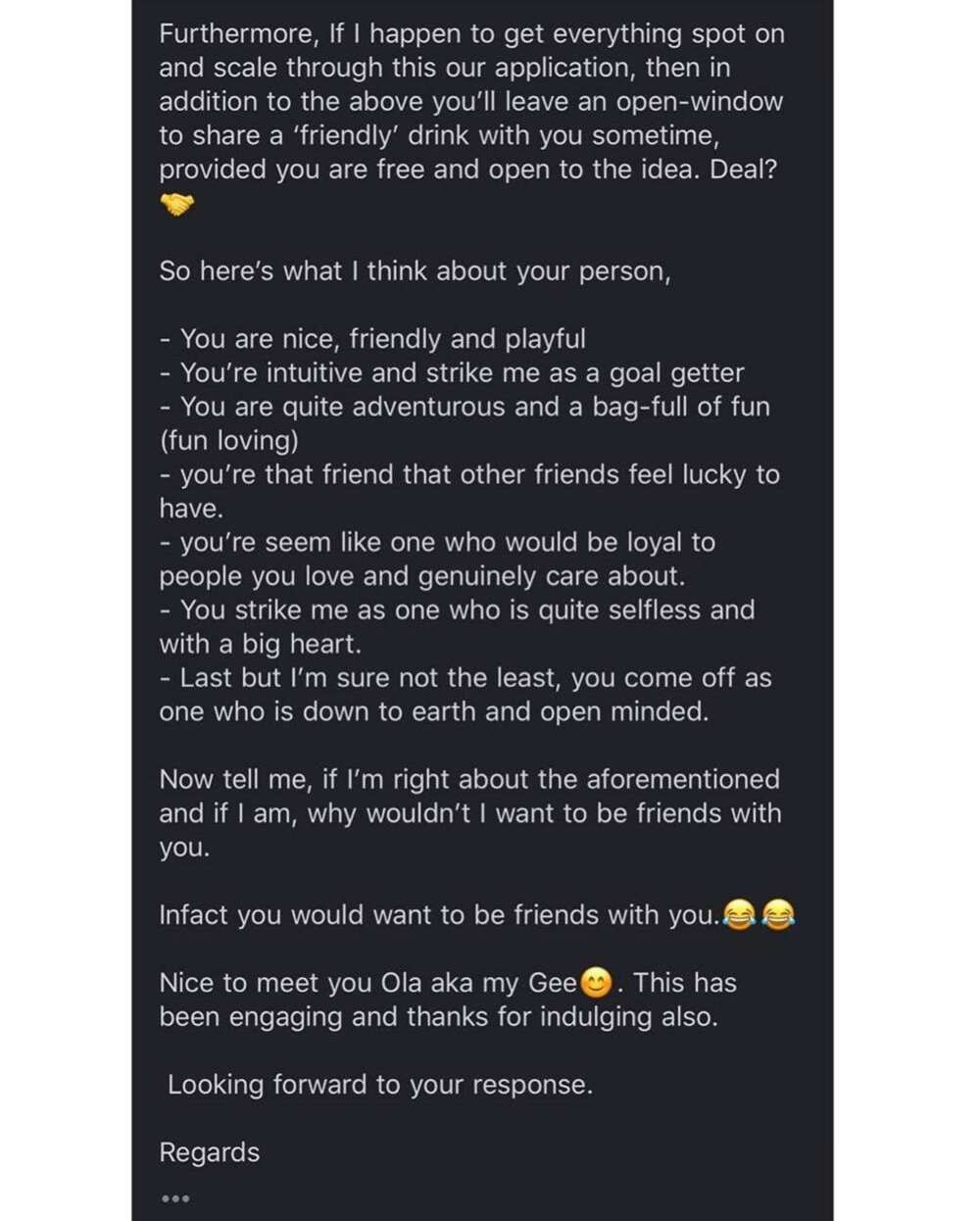 A screenshot showing more of his emails to the lady. Photo source: Linda Ikeji A screenshot showing more of his emails to the lady. Photo source: Linda Ikeji