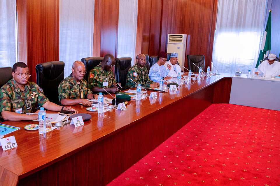 Image result for #NigeriaVotes: President Buhari meets with Service chiefs, IGP