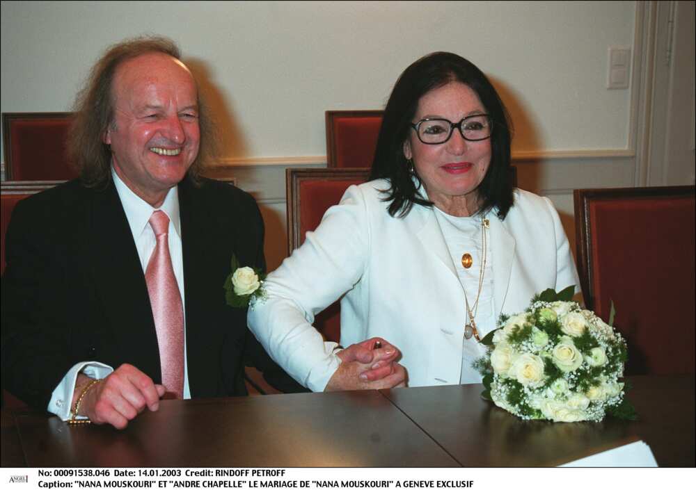 Nana Mouskouri et André Chapelle à leur mariage