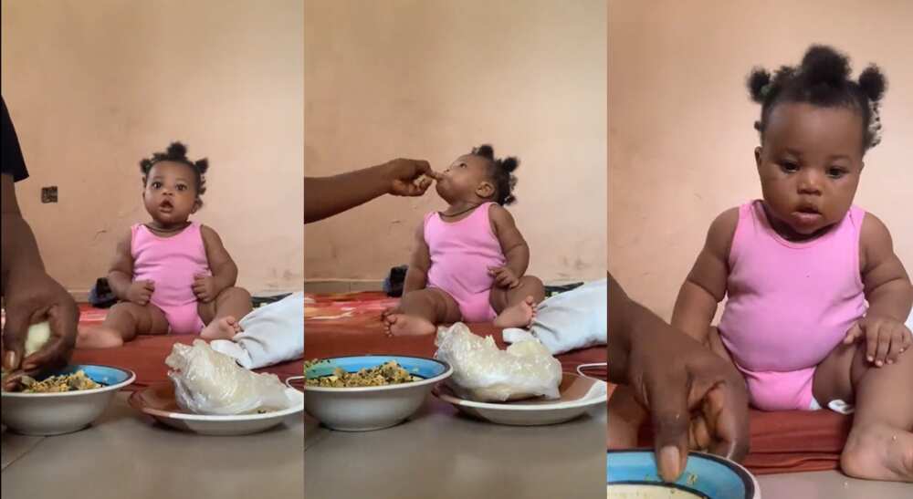 Photos of a Nigerian baby who likes eating fufu.