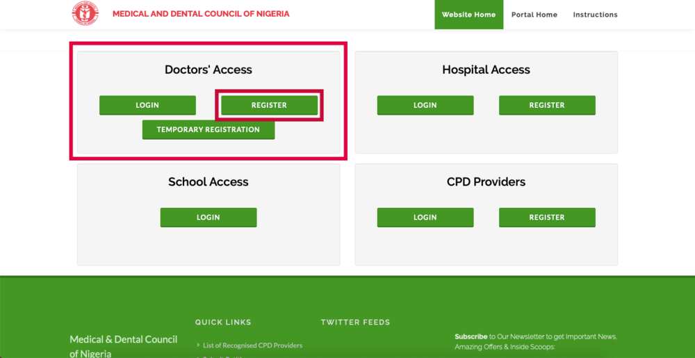 MDCN portal: registration, license exam, payment, license renewal