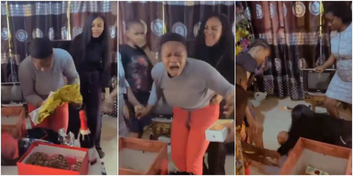 Reactions as woman who sacrificed a lot for siblings faints after being gifted iPhone during surprise birthday party