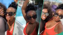 "2 Brown Sugars": Actress Ini Edo & Uche Jombo put their massive curves on display while on vacation