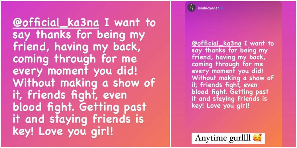 BBNaija Lucy writes Ka3na on IG