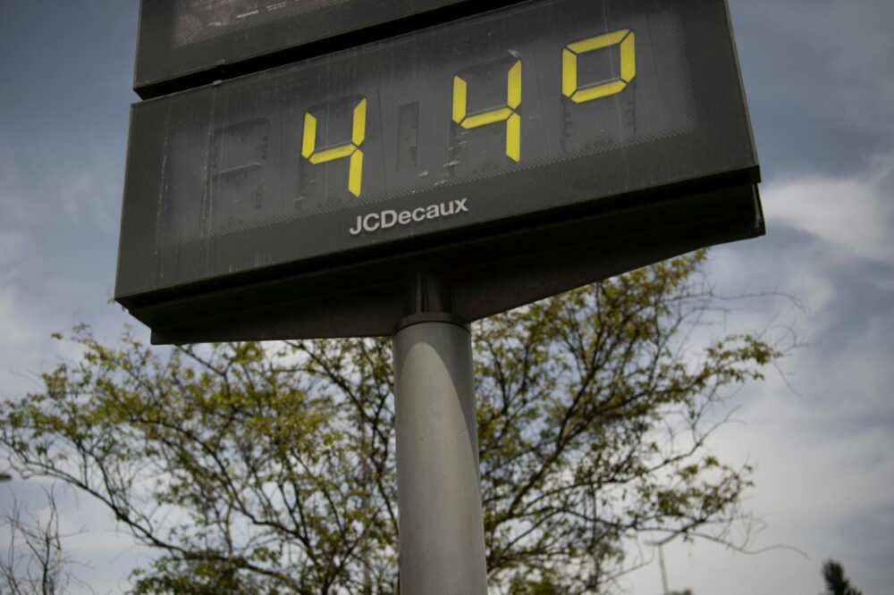 Que calor: A street thermometer in Seville, southern Spain