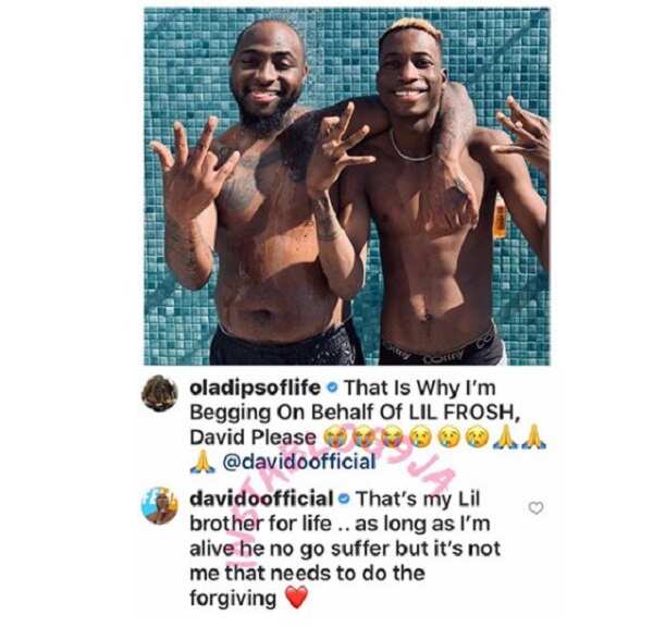 Mixed reactions as Davido calls Lil Frosh 'brother for life' amidst abuse allegations