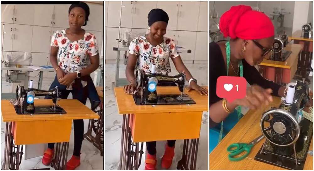 Photos of a lady who is a tailor.