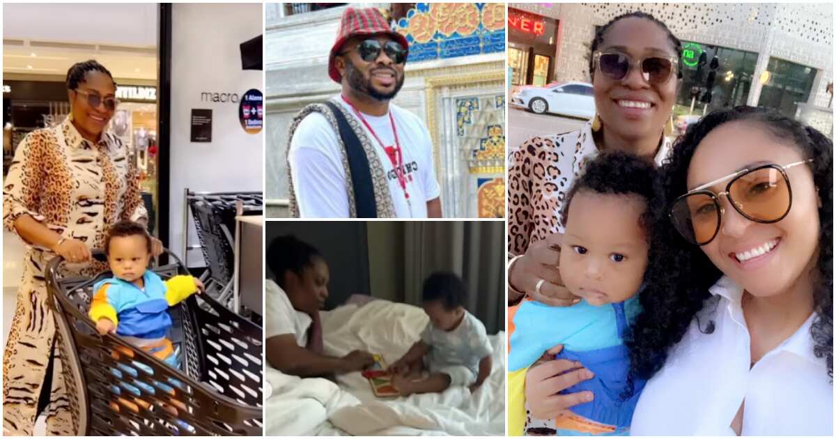 God saved your life: Olakunle Churchill shares adorable videos of his mum with her grandson, fans shade Tonto