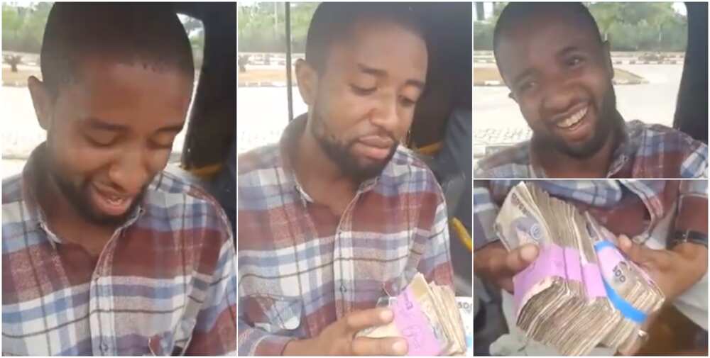 Nigerians react as young man is gifted N400k by stranger (video)